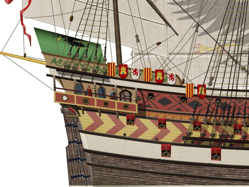 Испанский Галеон на прозрачном фоне