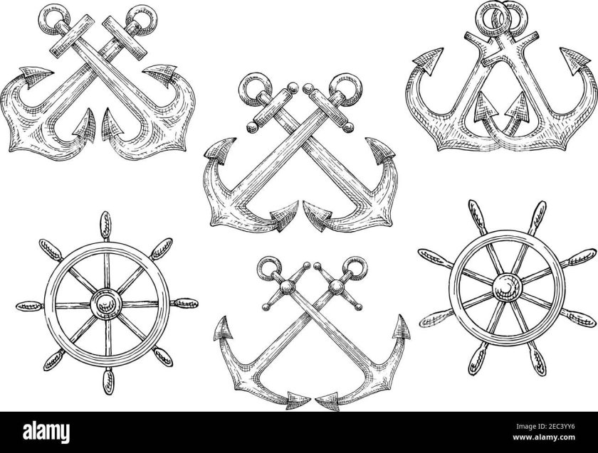 Знак штурвал и якорь