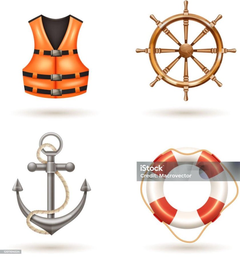 Спасательный круг, штурвал