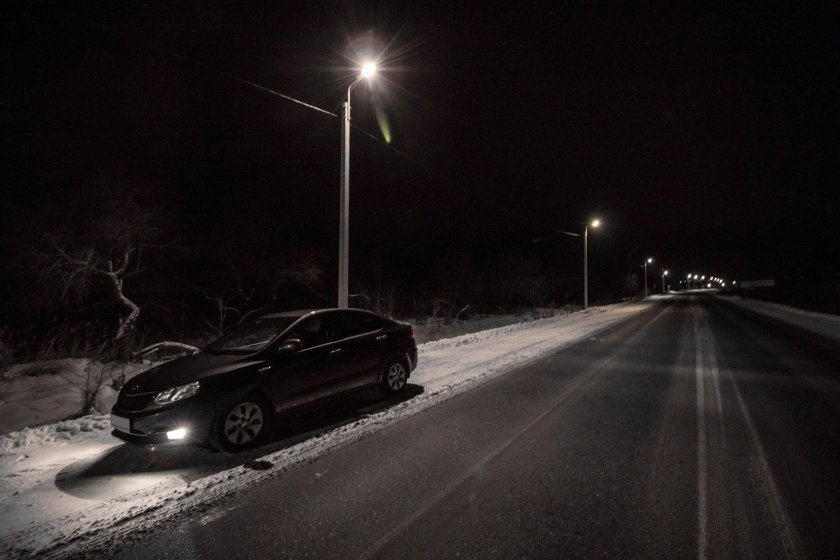 Киа Рио 4 ночь зима