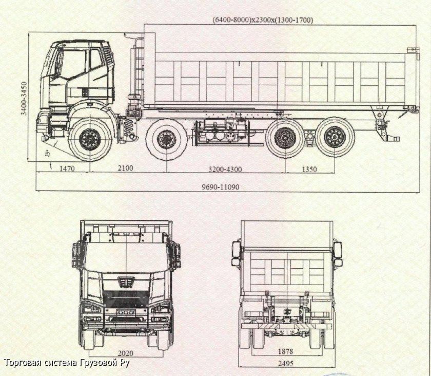 Габариты самосвала FAW j6