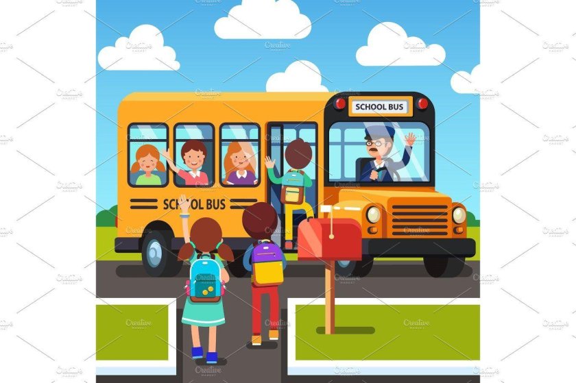 Школьный автобус мультяшный