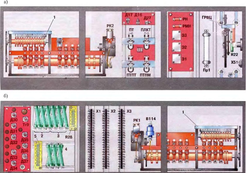 Расположение оборудования моторного вагона эд4м