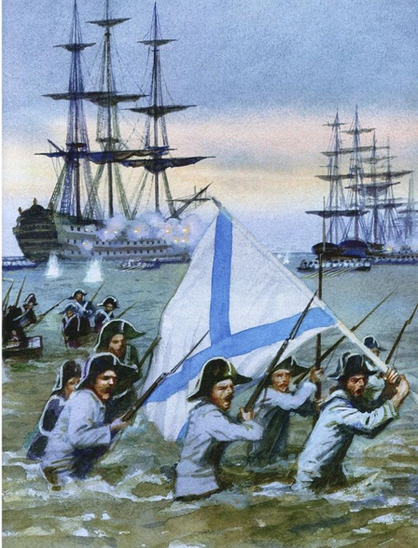 Флаг флота России при Петре 1