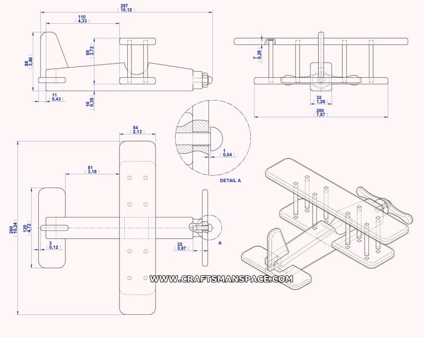 Чертёж деревянного самолёта