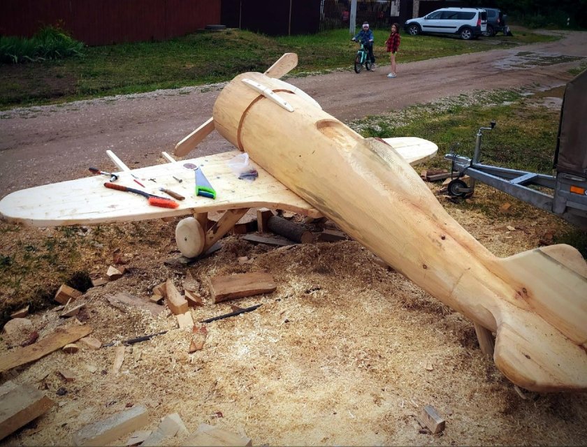 Самолет из бревна