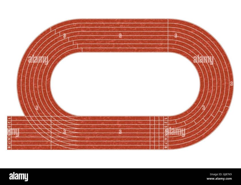 Беговая дорожка на стадионе вид сверху