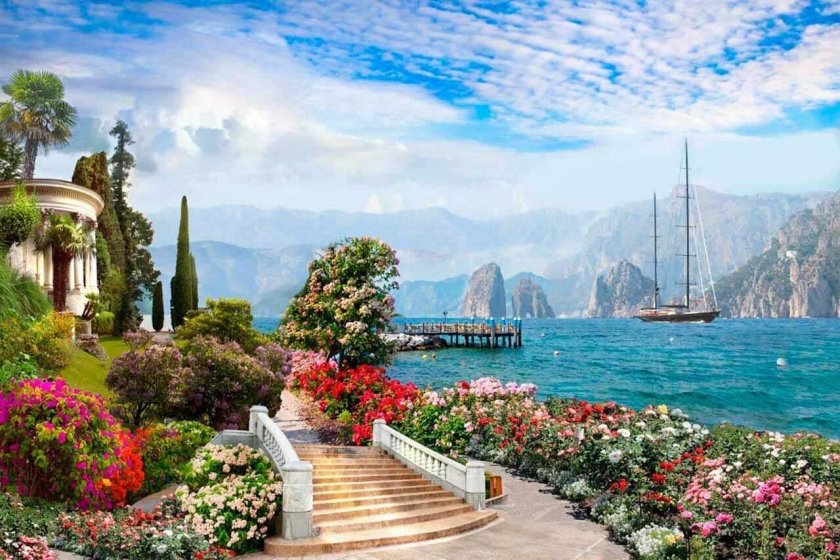 Южный пейзаж капри Италия колоннада