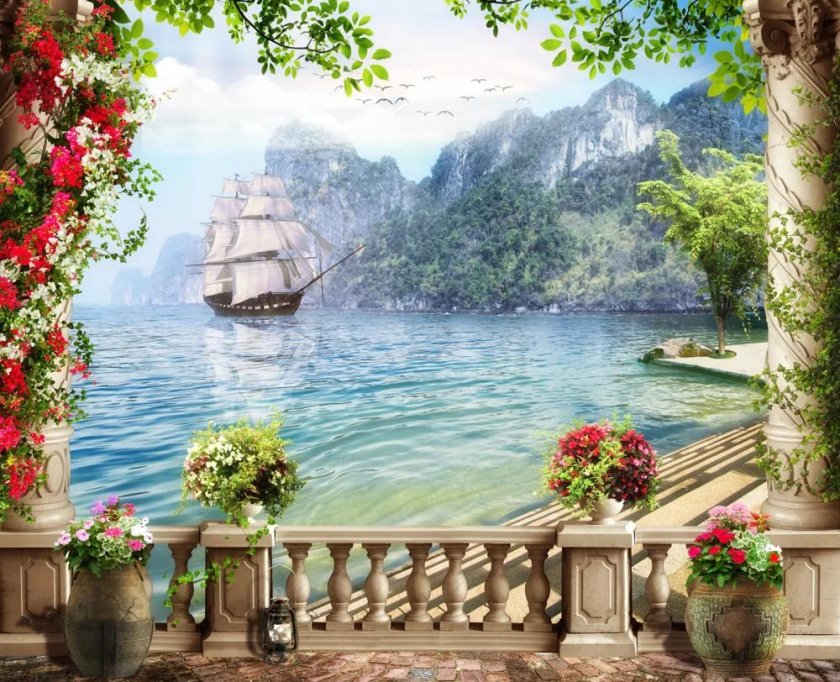 Фреска морской пейзаж