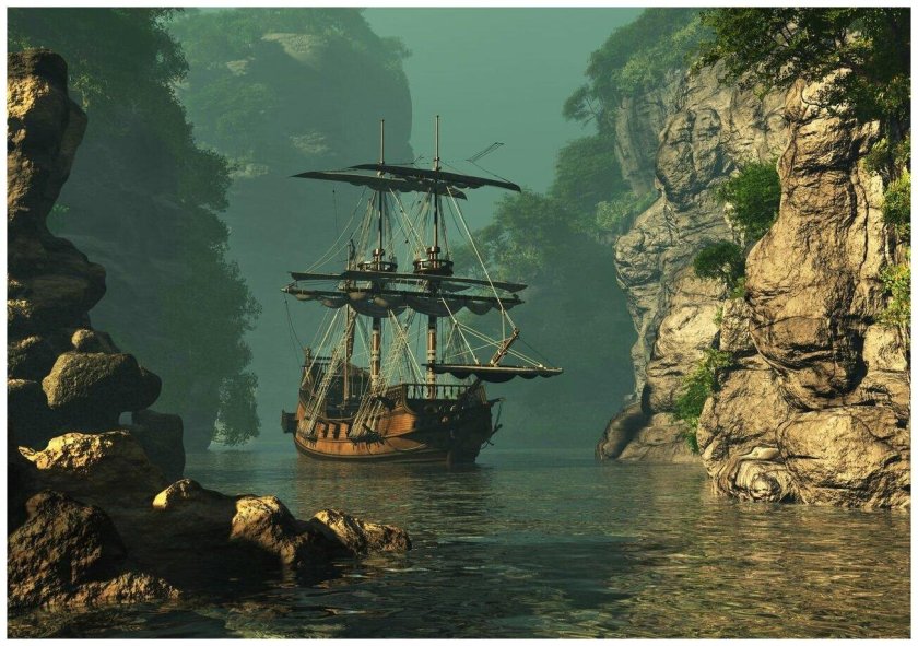 Фрегат черная Жемчужина бухта