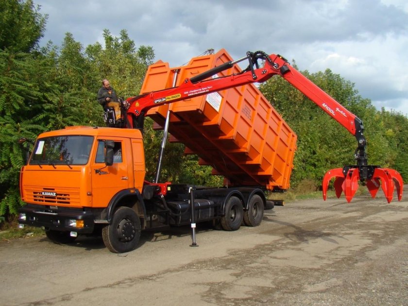 КМУ ломовоз КАМАЗ-65115-3094-50 (евро-5), кузов 30 куб., р97м, захват гл-6м