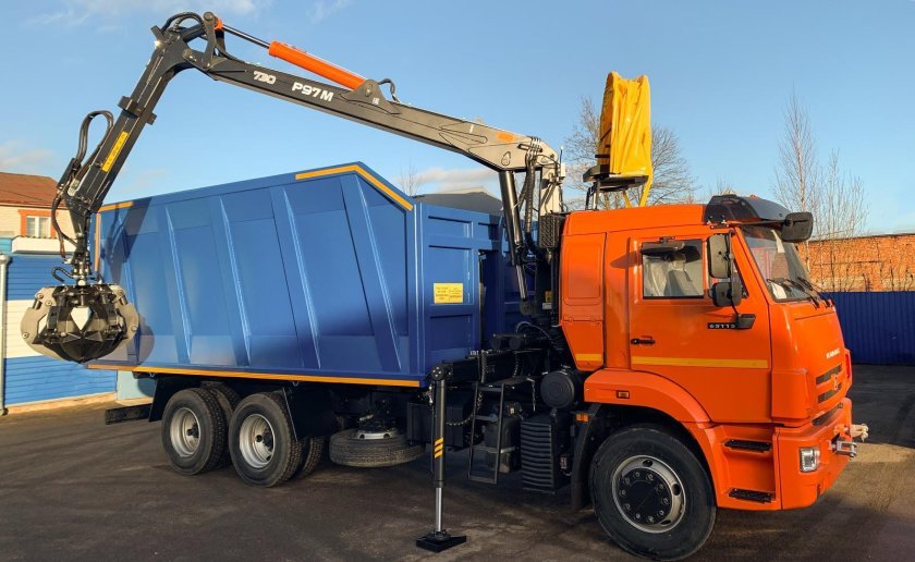 КМУ ломовоз КАМАЗ-65115-3094-50 (евро-5), кузов 30 куб., р97м, захват гл-6м