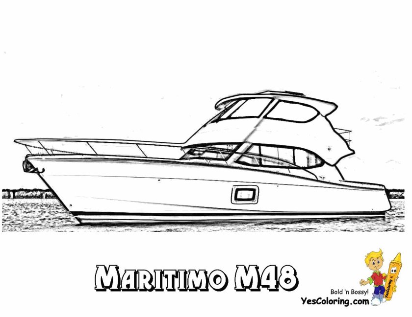 Катер раскраска для детей