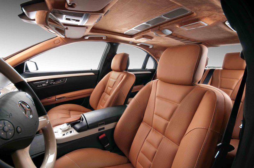 Mercedes Benz s221 коричневый салон