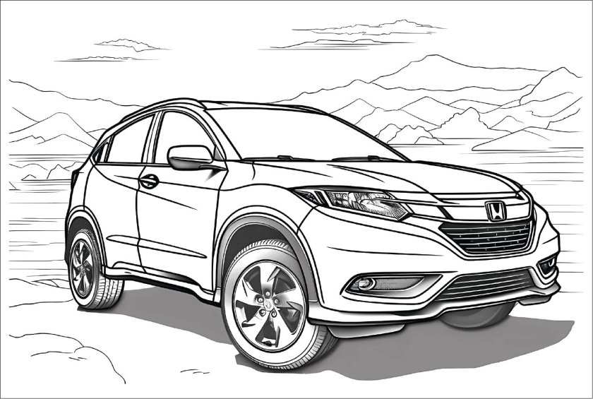 Раскраска машина хонда