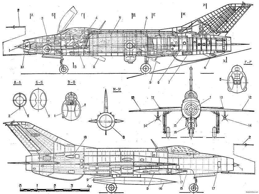 Миг-21 Компоновочная схема