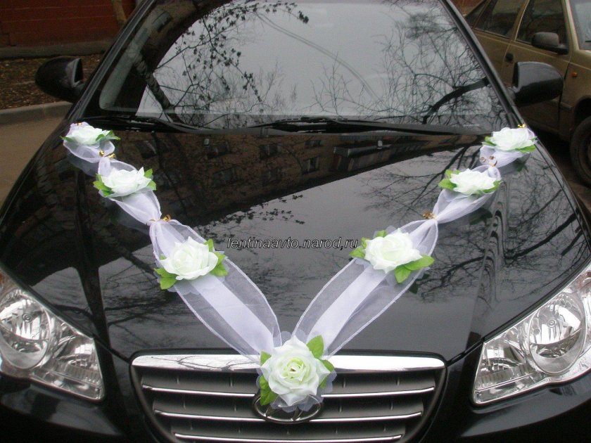 Украшение авто на свадьбу лентами
