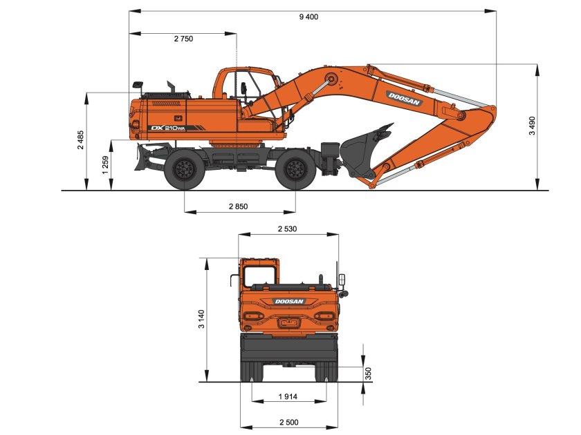 Колесный экскаватор Doosan dx210w