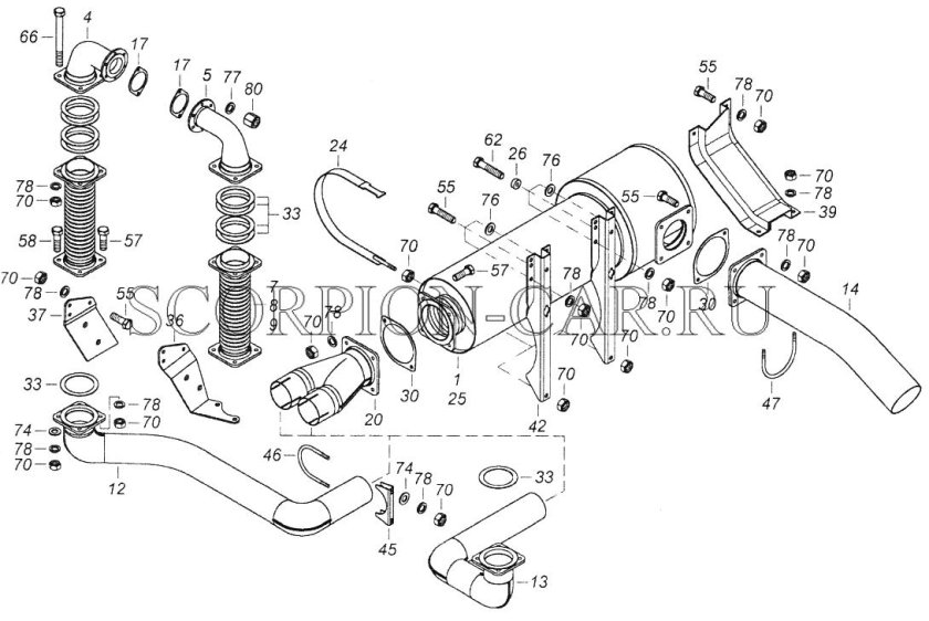 Система выхлопа КАМАЗ 65115
