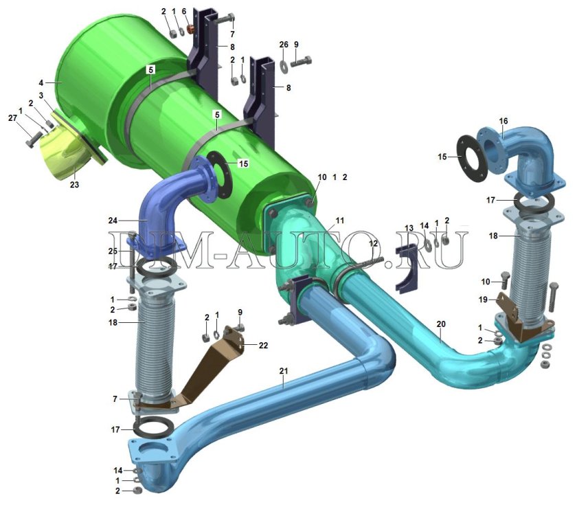 Система выхлопа КАМАЗ 65115