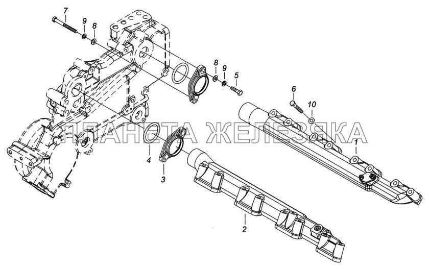Водяной коллектор КАМАЗ 65115 левый