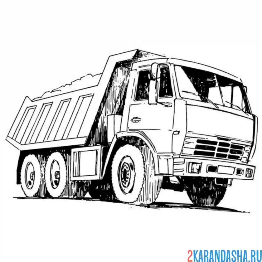 Раскраски КАМАЗ 55111 самосвал