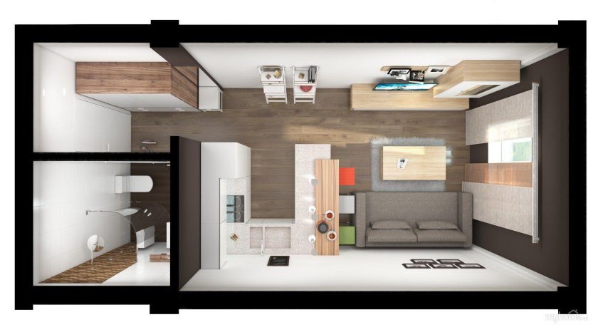 Планировка студии 26м2