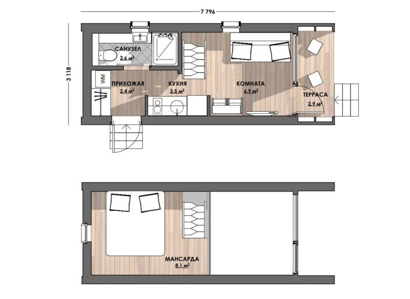 ДУБЛЬДОМ планировка 6x10