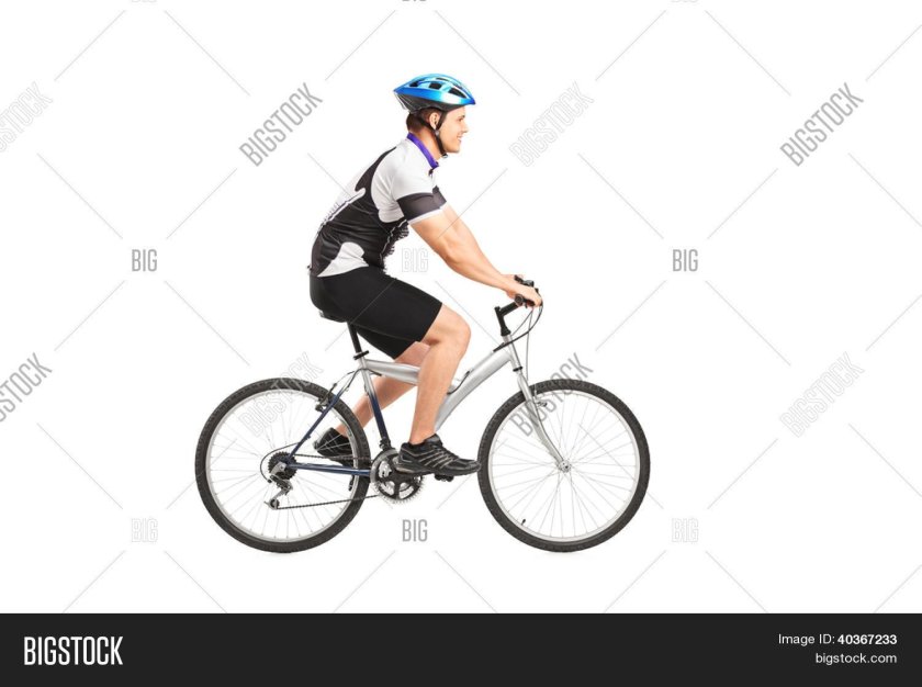 Велосипедист на белом фоне