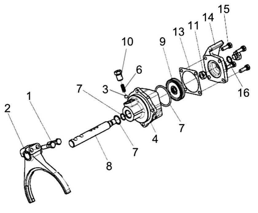 Пневмоцилиндр переключения передач КПП 12js200ta