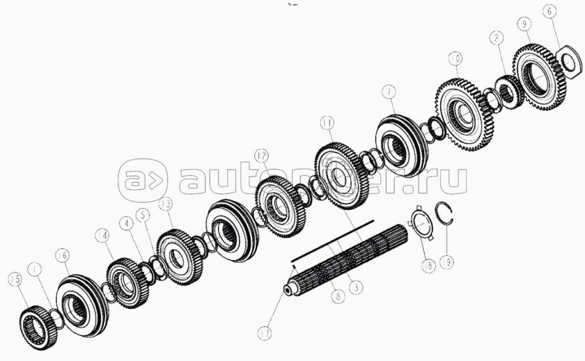 Схема вторичного вала КПП 12js200ta
