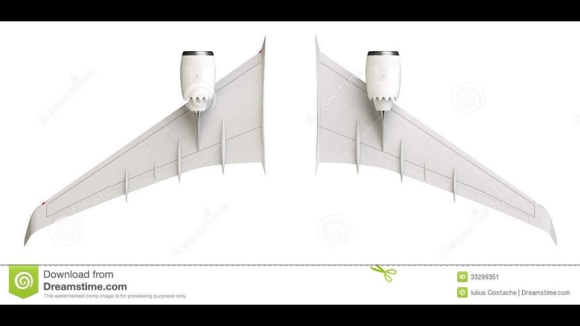 Крыло самолета на белом фоне