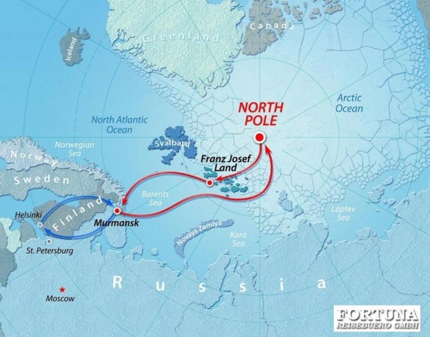 Туристический маршрут Мурманск-Северный полюс
