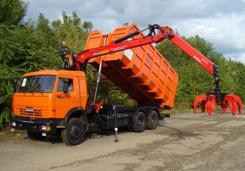 КМУ ломовоз КАМАЗ-65115-3094-50 (евро-5), кузов 30 куб., р97м, захват гл-6м