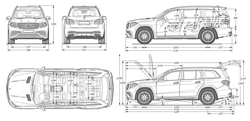 Mercedes-Benz gl (x166) чертеж
