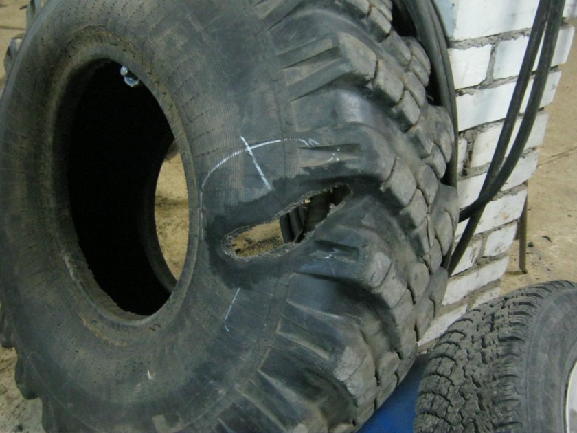 Боковой порез шины ЗИЛ 131