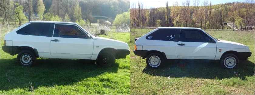 ВАЗ 2108 белая короткое крыло