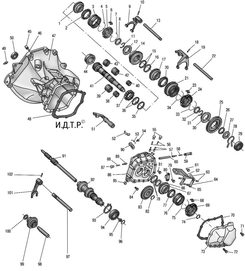 Схема коробки передач Ланос 1.5