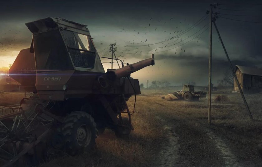 Комбайн Нива в поле