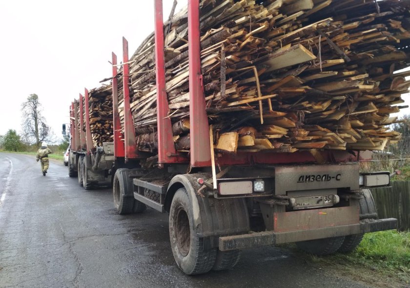 КАМАЗ сортиментовоз груженый