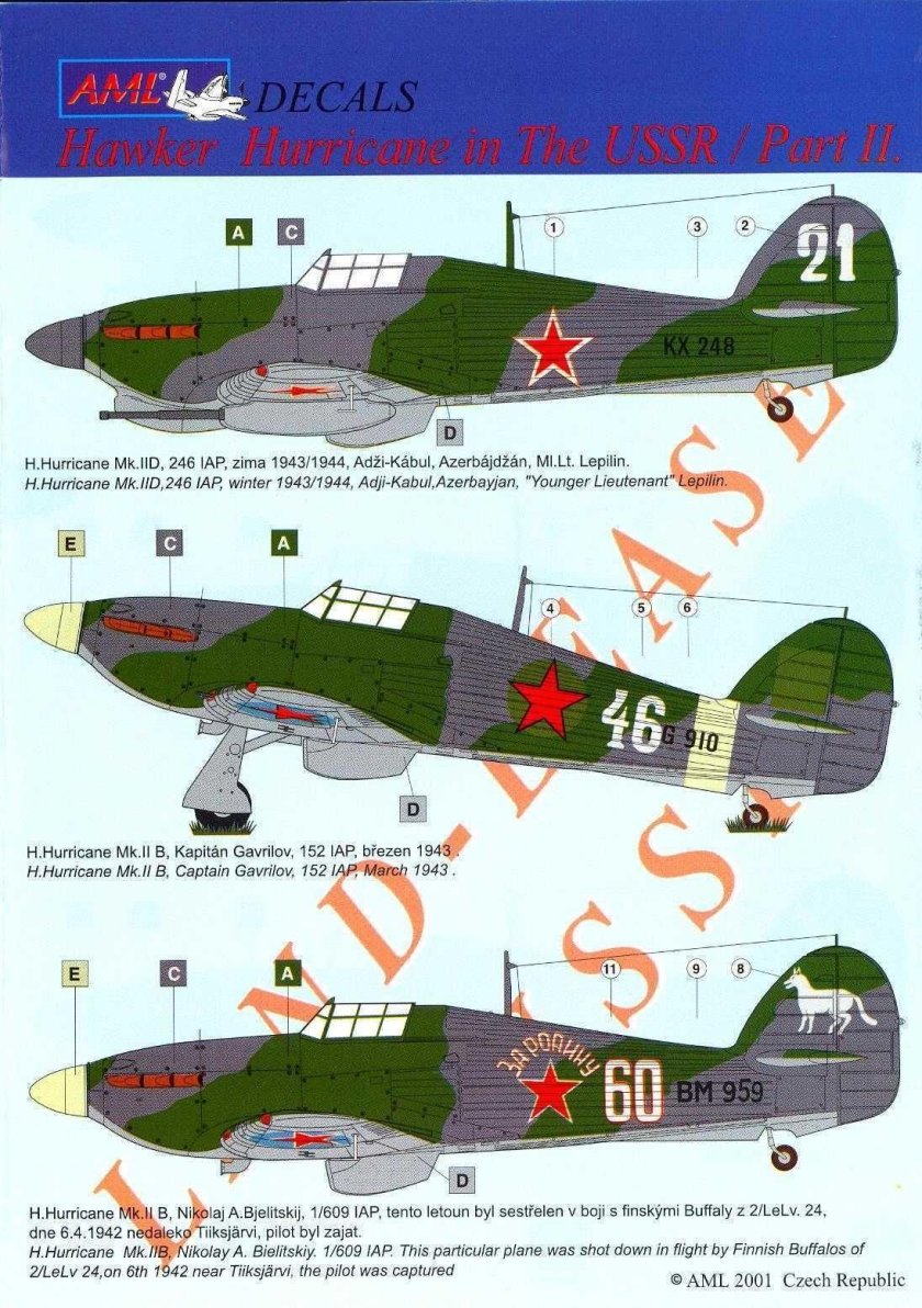 AML amld72010 декали h.Hurricane II 1/72