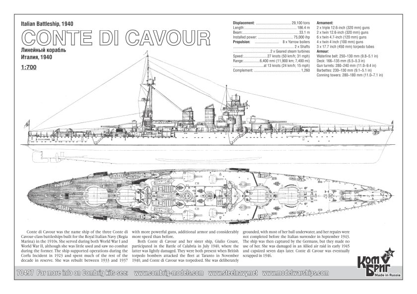 Линкор Конте ди Кавур чертеж
