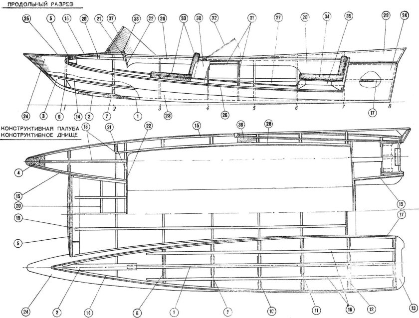 Чертеж шпангоутов для катамарана