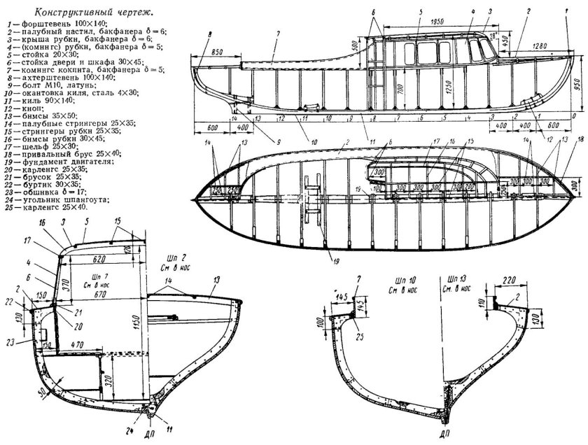 Малый рыболовный сейнер МРС-150 чертеж