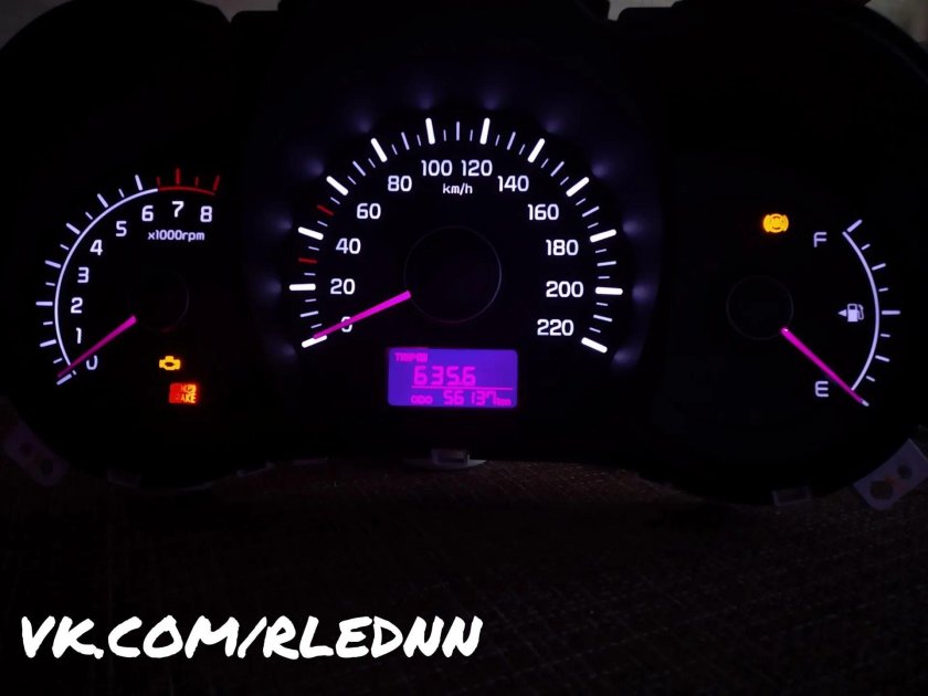 Пересвет панели приборов Киа Рио 3