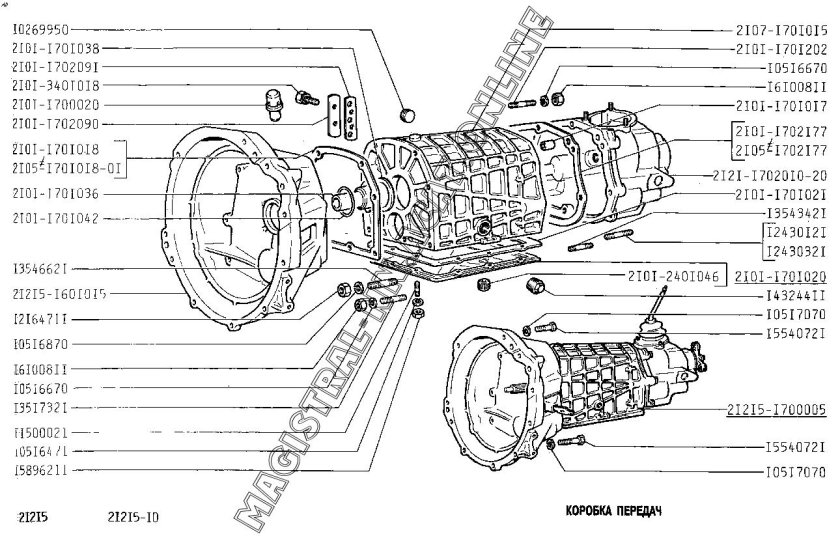 Схема коробки передач Нива 21213
