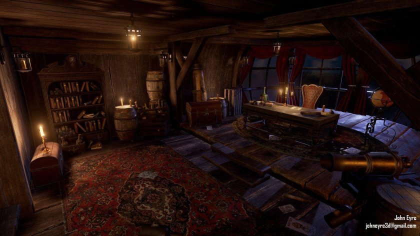 Капитанская каюта пиратского корабля 17в