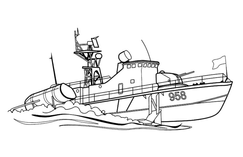 Военные корабли. Раскраска