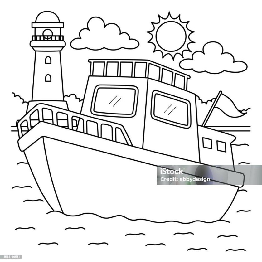 Раскраска кораблик