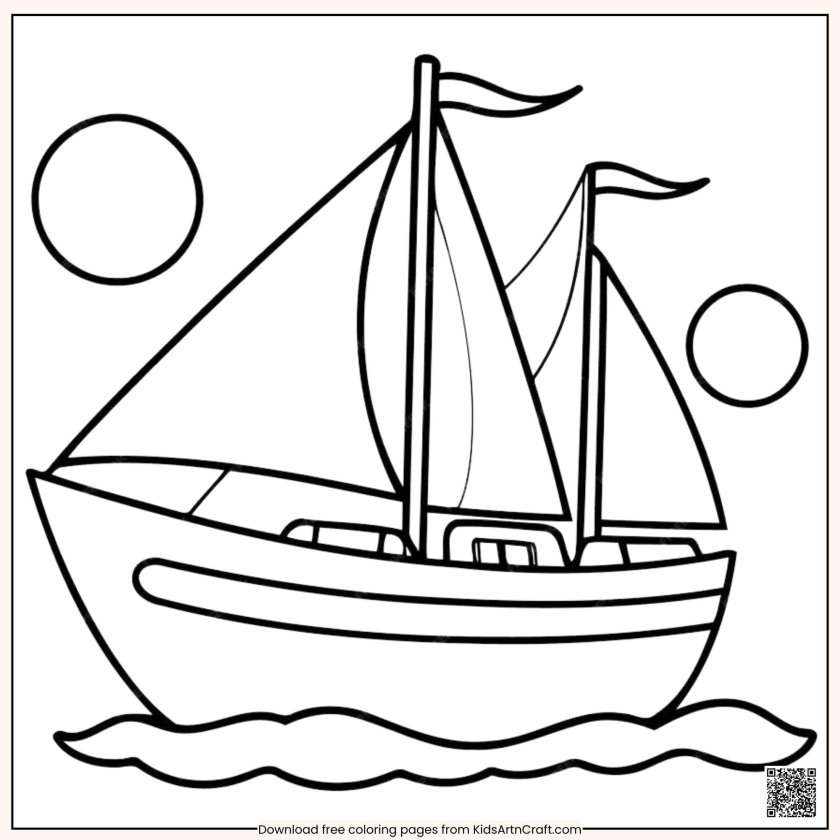 Иллюстрация для раскрашивания лодки